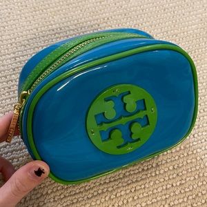 Tory Burch Blue and Green Nylon Jewelry Pouch